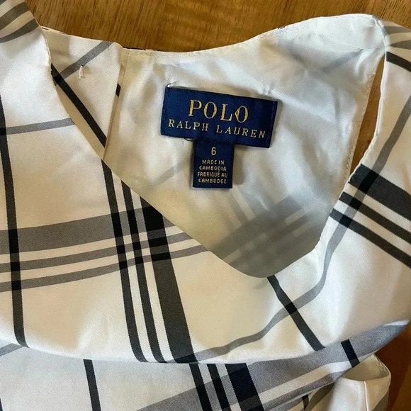 Polo by Ralph Lauren White and Black Plaid Tartan Sleeveless Dress, size 6 - Picture 6 of 6